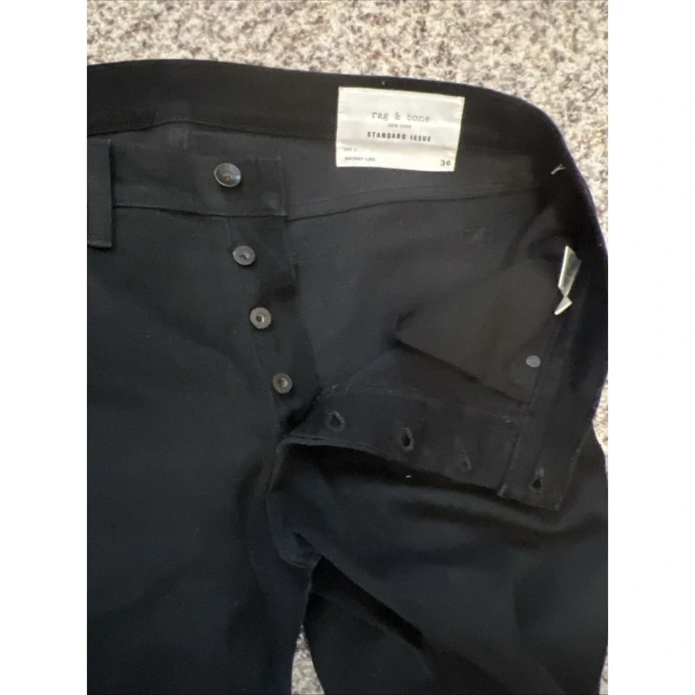 Rag & Bone Men's Black Skinny Jeans 36x 34 Black Denim Distressed Mid Rise